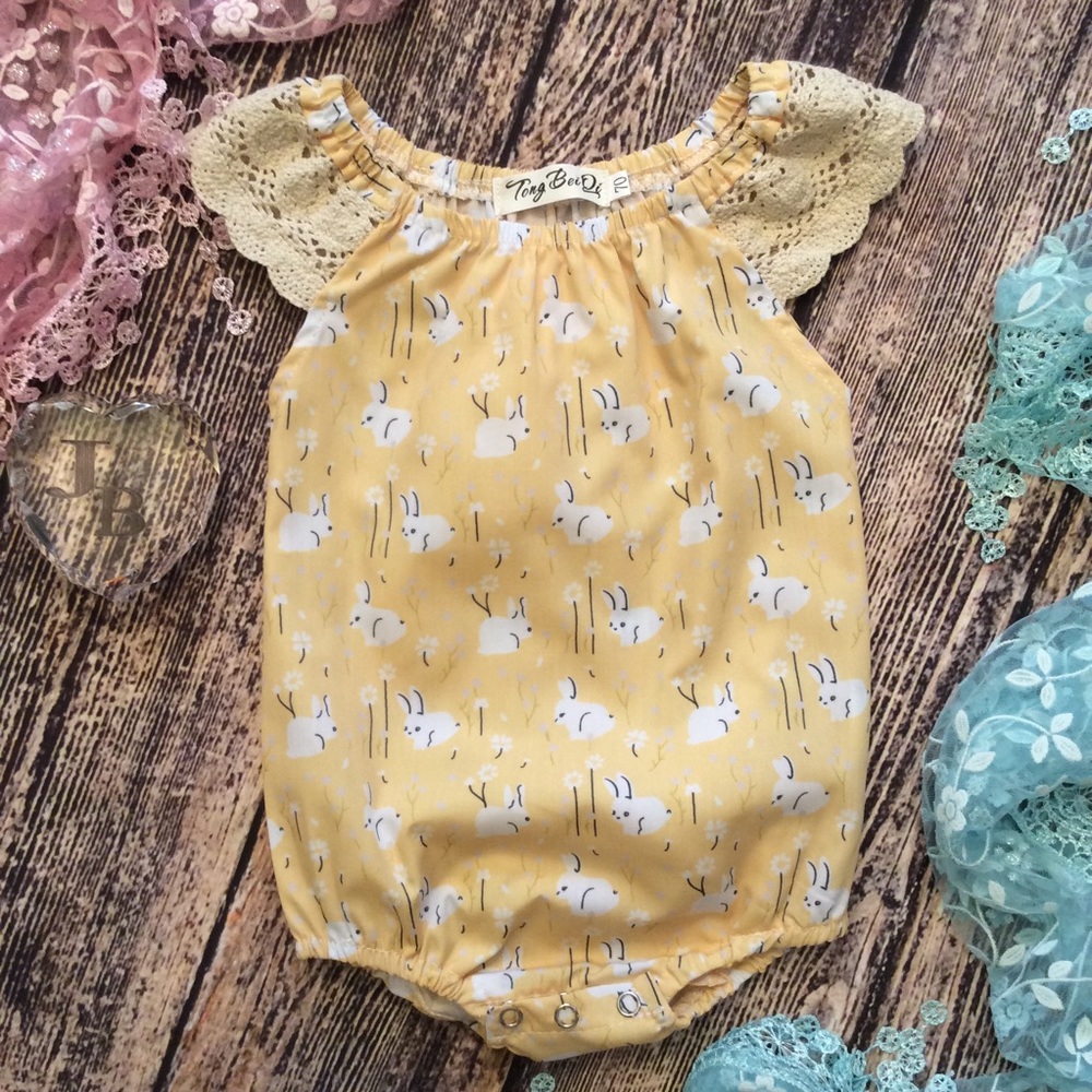 Boutique Baby Girls Easter Bunny Romper